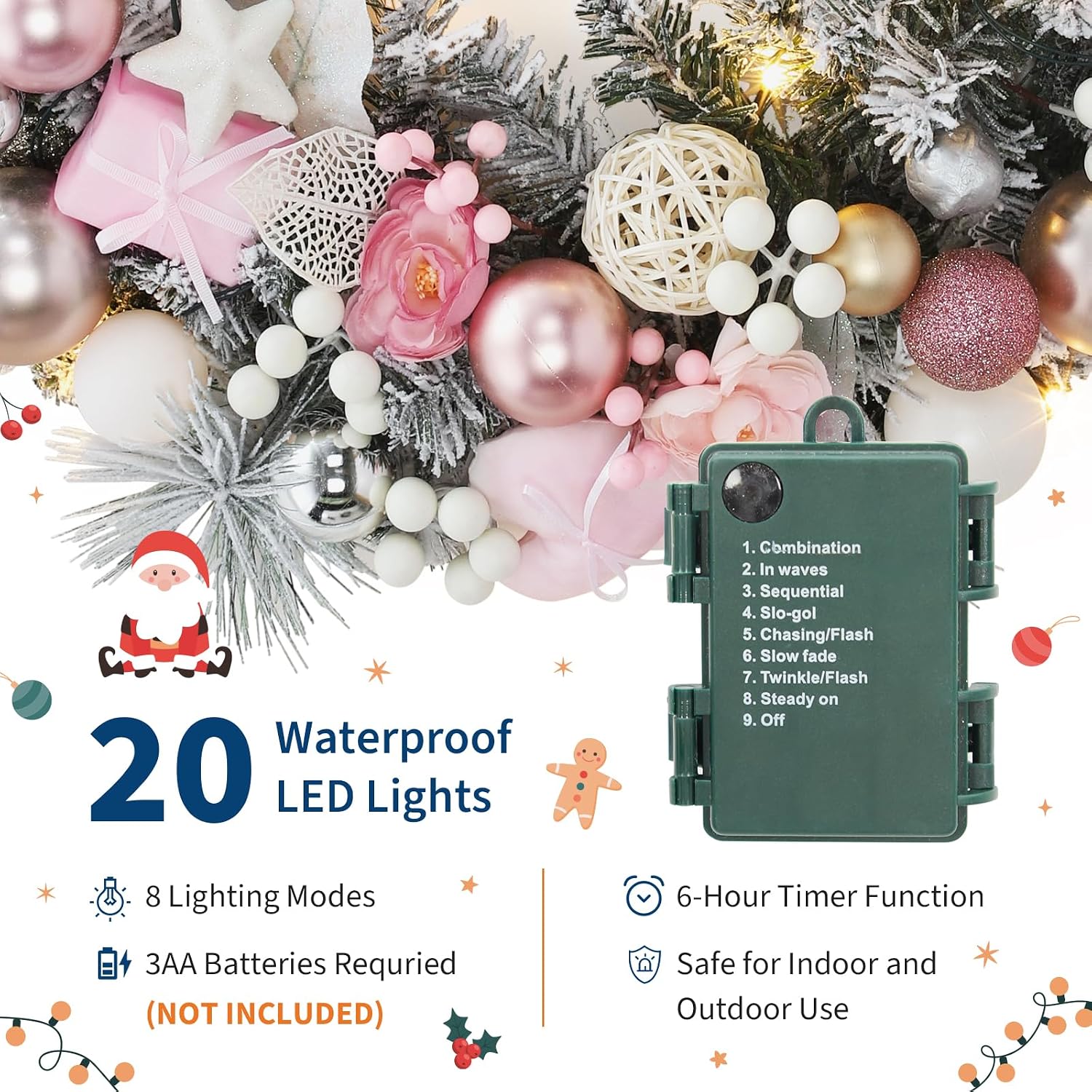 Garvee, Hiasan Krans Natal 24  - Outdoor Lighting Effects ulasan dan harga