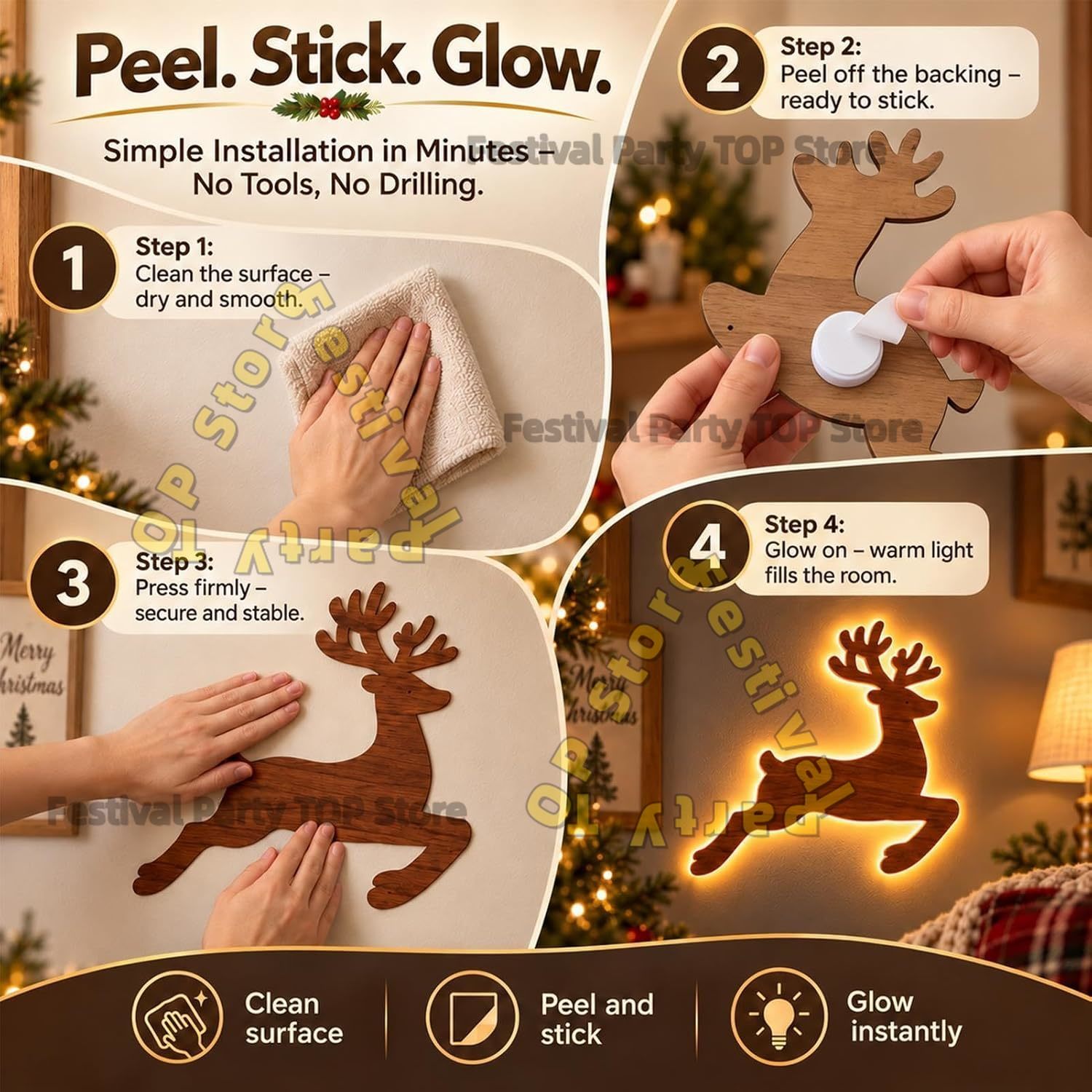 Dekorasi Natal Rusa Kutub Berc - Outdoor Lighting Effects ulasan dan harga